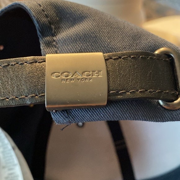 Coach Leather C Logo Varsity Baseball Hat Blue - Picture 9 of 10